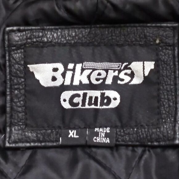 Vintage BIKER'S CLUB Leather Motorcycle Jacket 80's Biker Moto Black Unisex XL - Picture 5 of 15